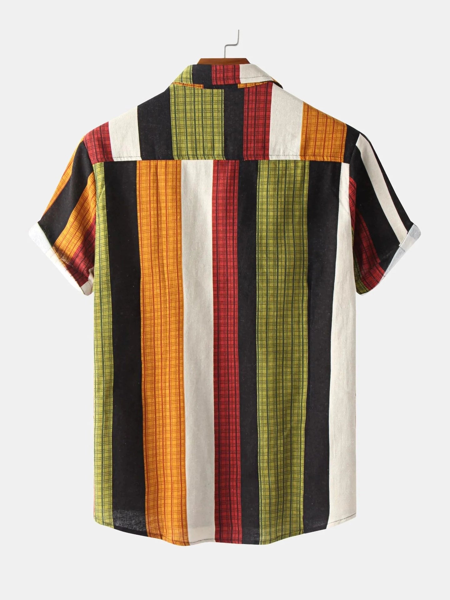 Men's Plus Size Multicolor Striped Short Sleeve Button Down Casual Shirt Trendsi