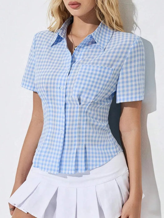 Button Down Short Sleeve Shirt Trendsi