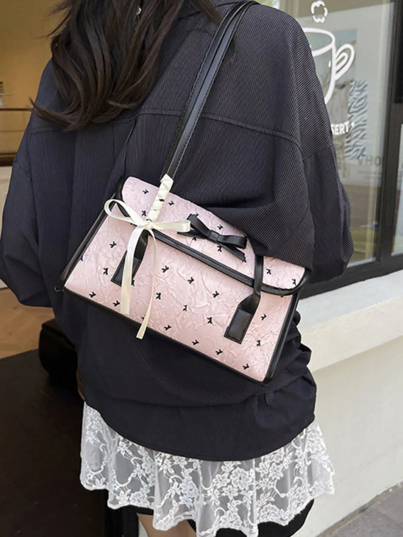 Bow PU Leather Shoulder Bag Trendsi