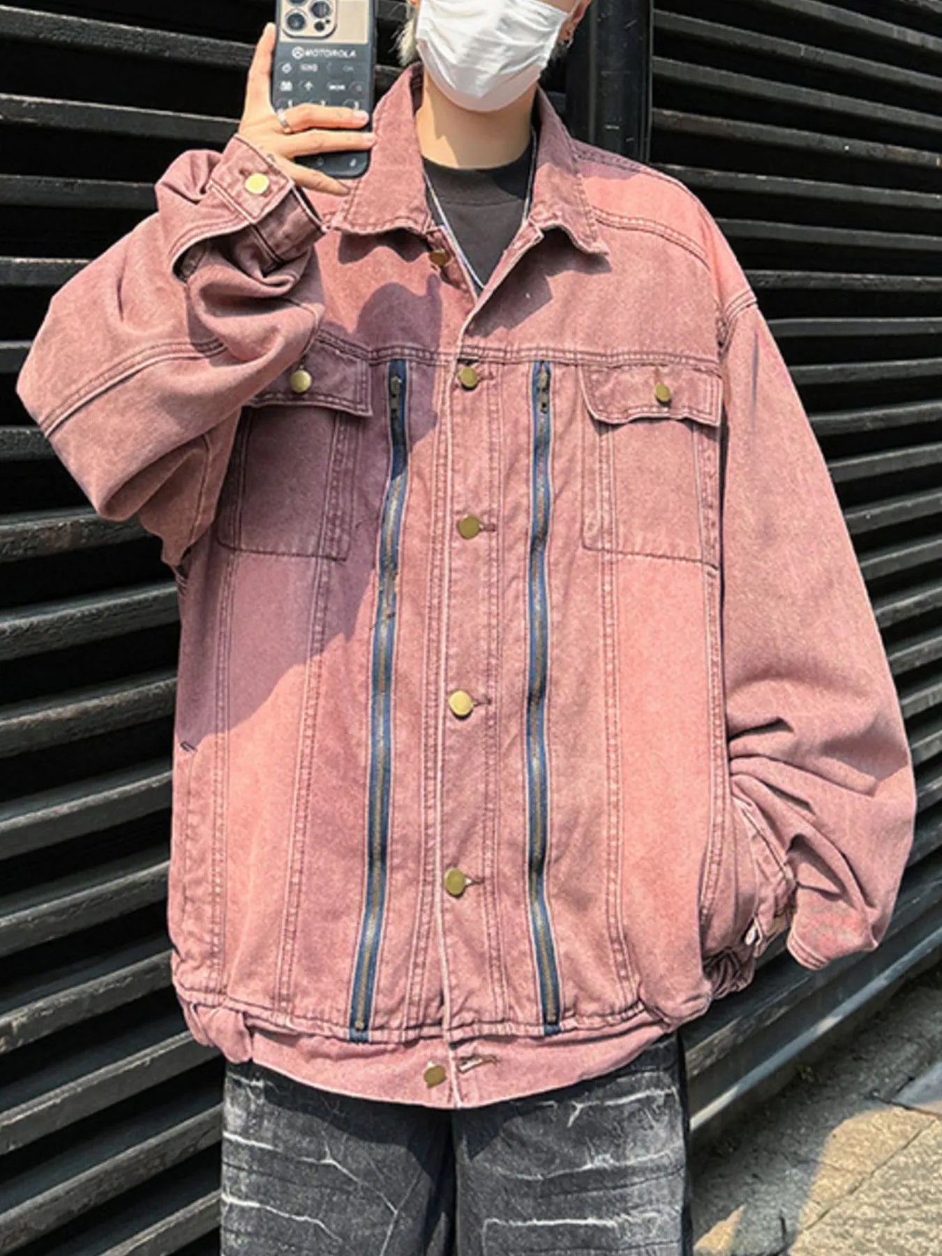 Men's Plus Size Button Up Long Sleeve Denim Jacket Trendsi