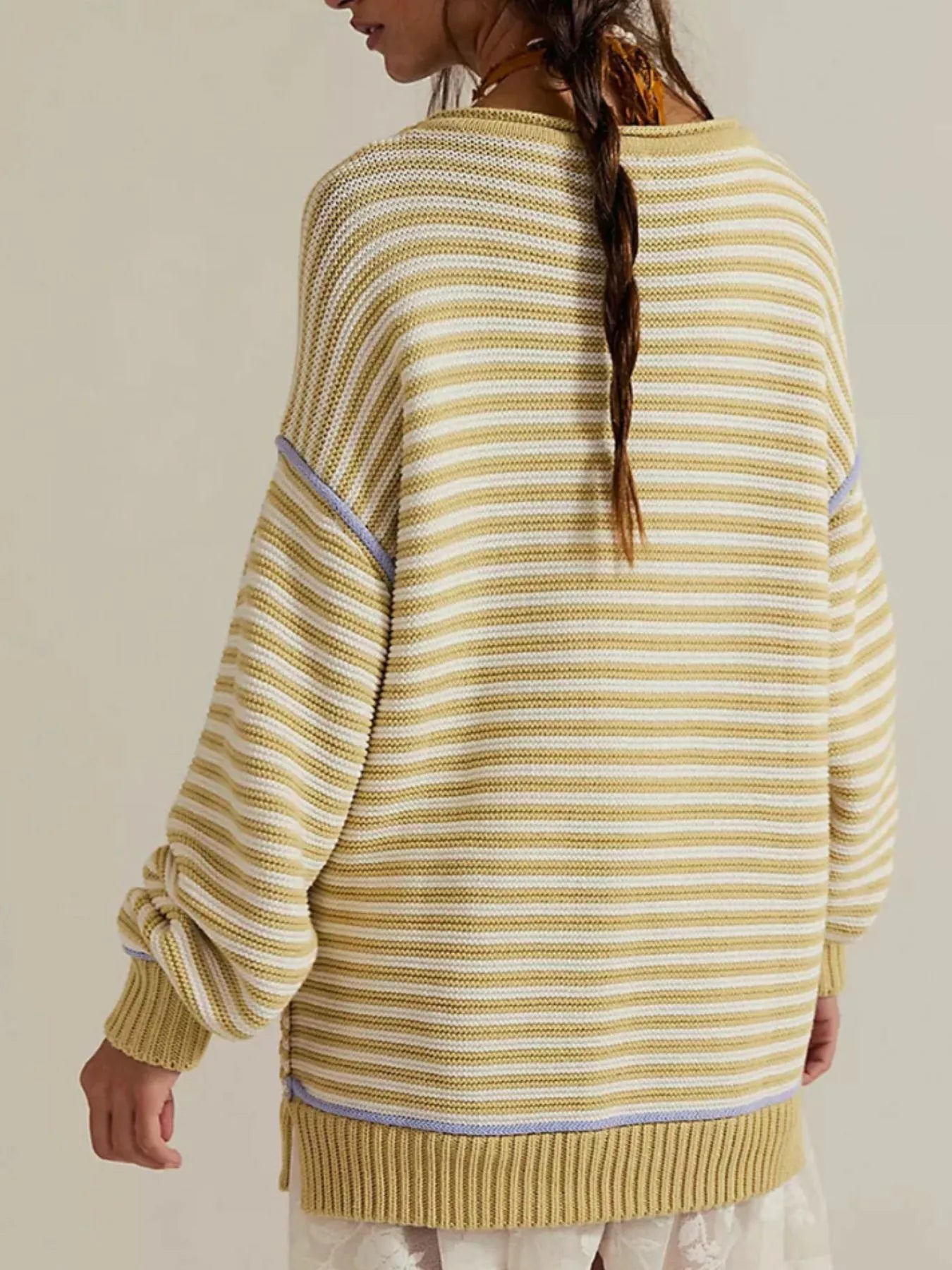 Slit Striped Oversized Sweater