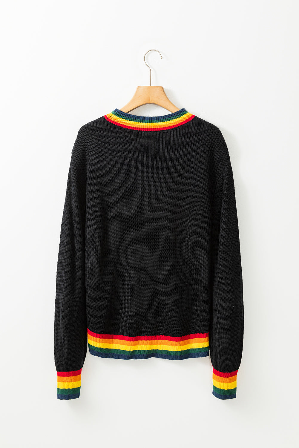 NicholesGifts Women Merry & Bright Ribbed Round Neck Christmas Sweater NicholesGifts