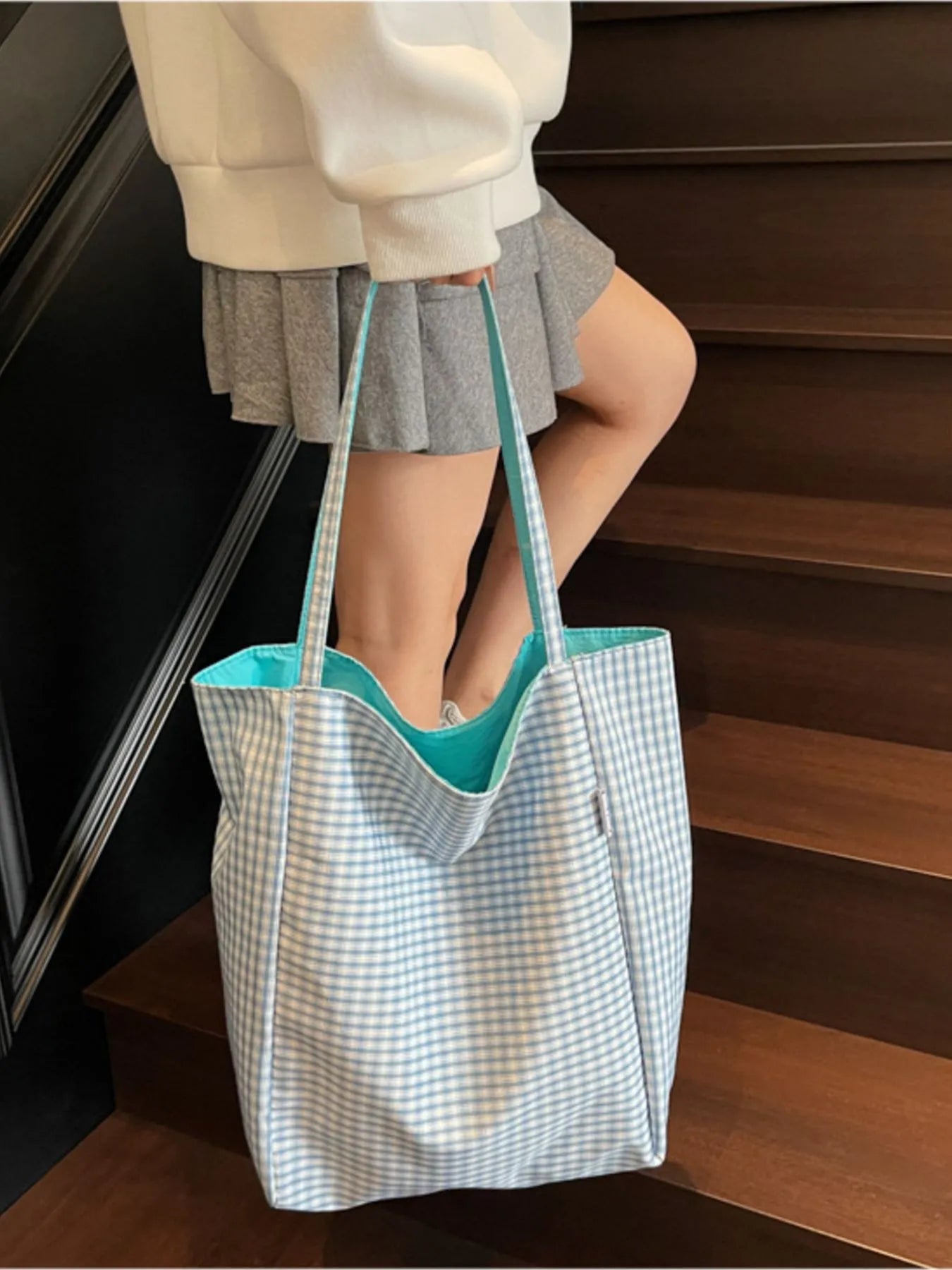 Plaid Pattern Tote Bag Trendsi