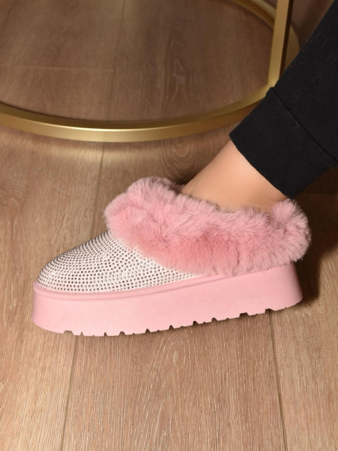 Women WILD DIVA Embellished Faux Fur Platform Booties NicholesGifts
