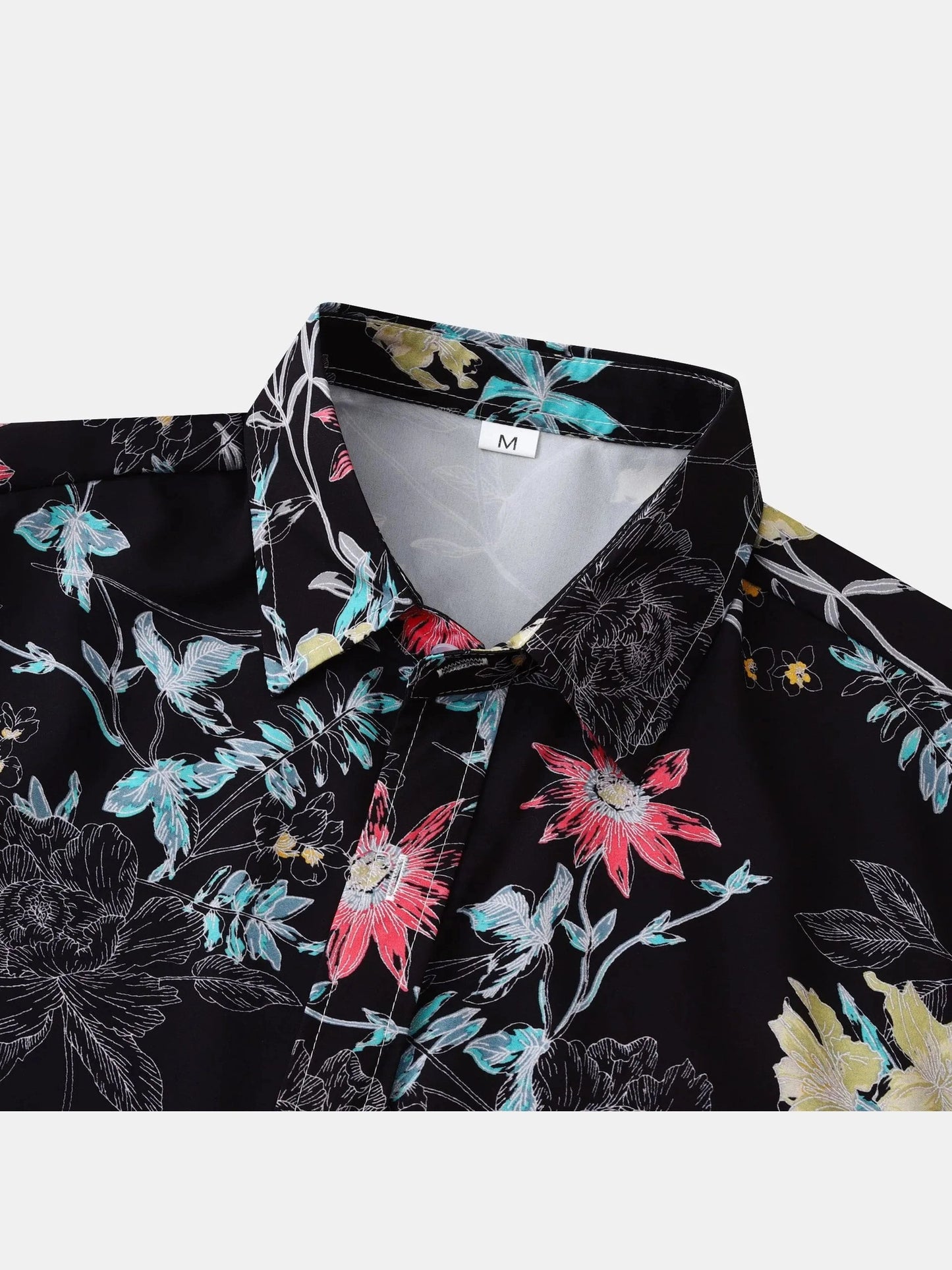 Men's Plus Size Floral Print Short Sleeve Button Down Casual Shirt Trendsi