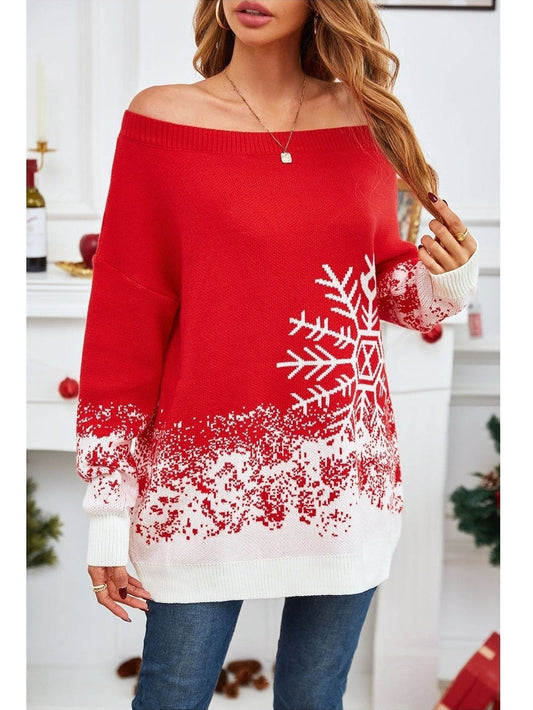 Off-Shoulder Long Sleeve Sweater
