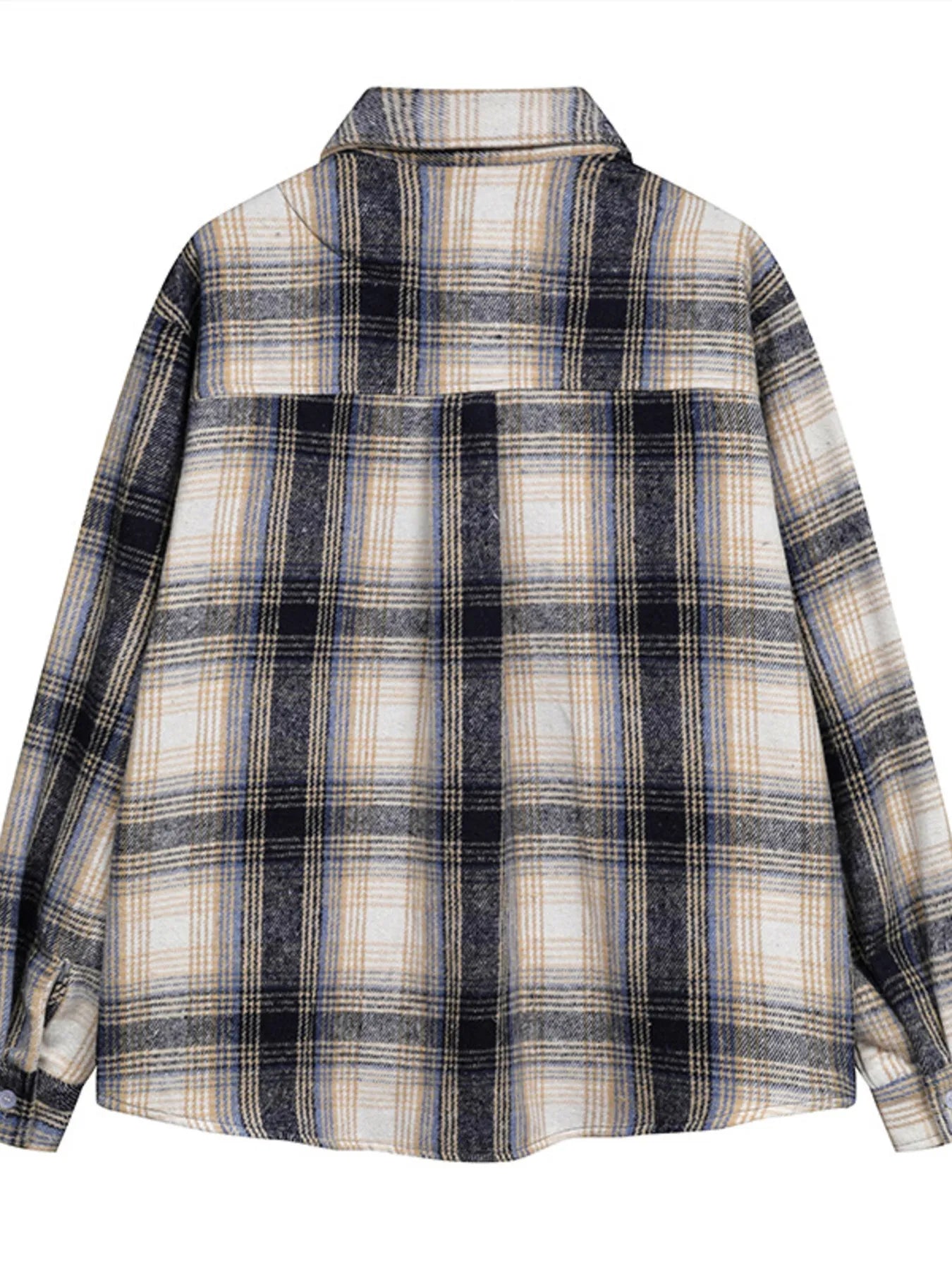 Men's Plaid Button Up Long Sleeve Jacket Trendsi