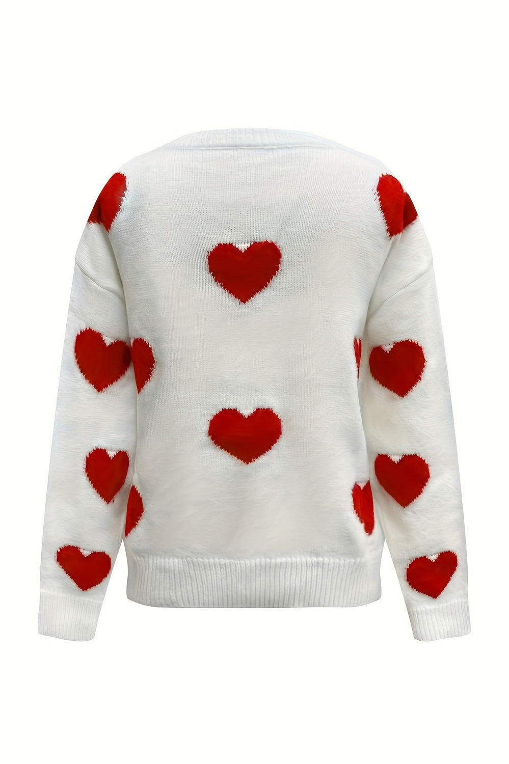 NicholesGifts Women Valentine’s Day Heart Round Neck Long Sleeve Sweater NicholesGifts