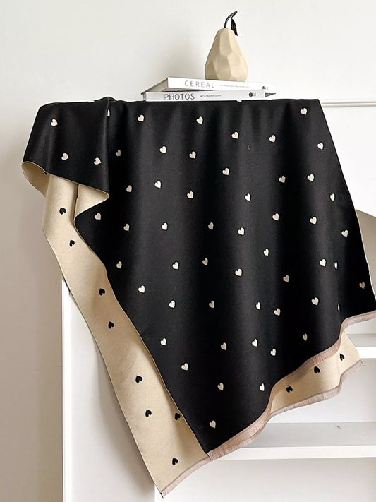 Women Heart Raw Hem Scarf For Valentine's Day Gift nicholesgifts