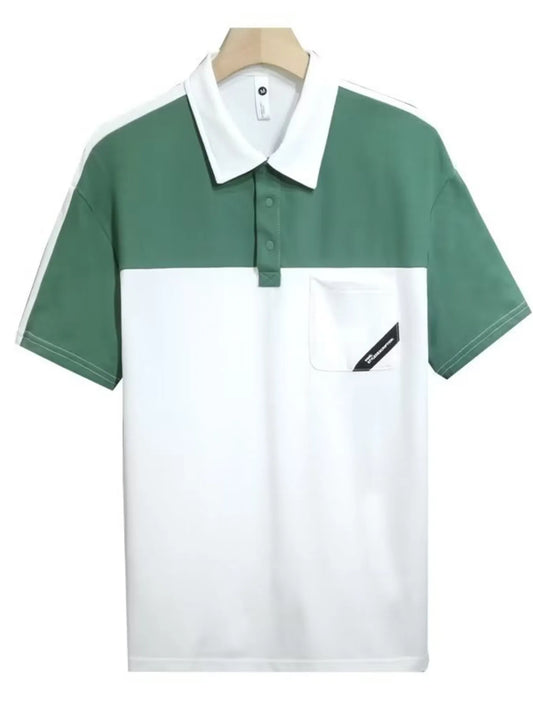 Men's Plus Size Color Block Polo with Pocket NicholesGifts
