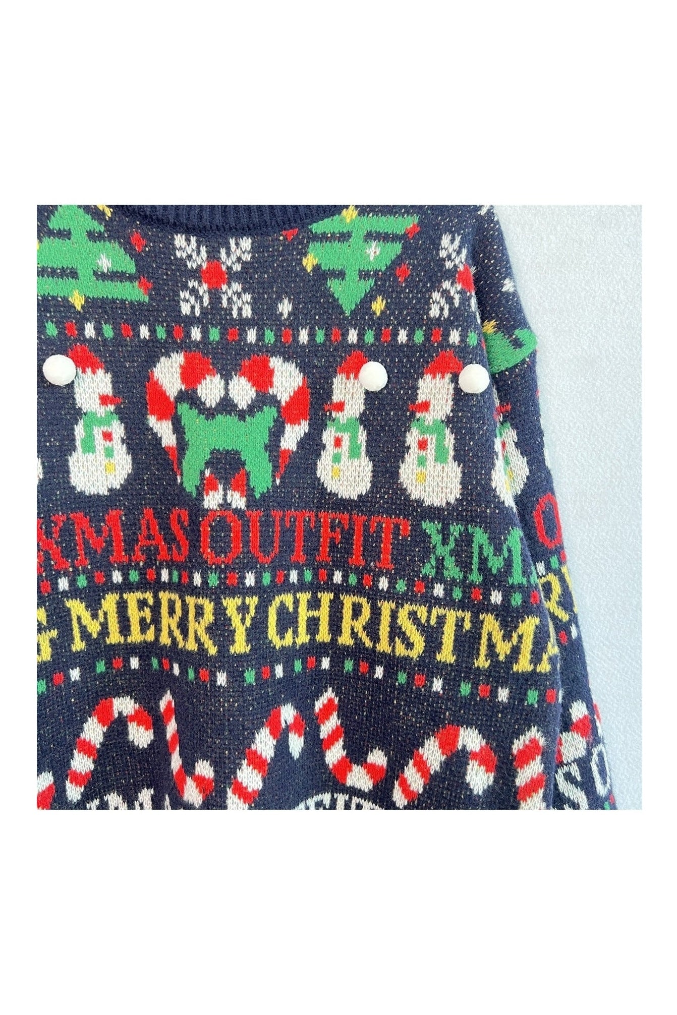 Christmas Pattern Round Neck Long Sleeve Sweater NicholesGifts