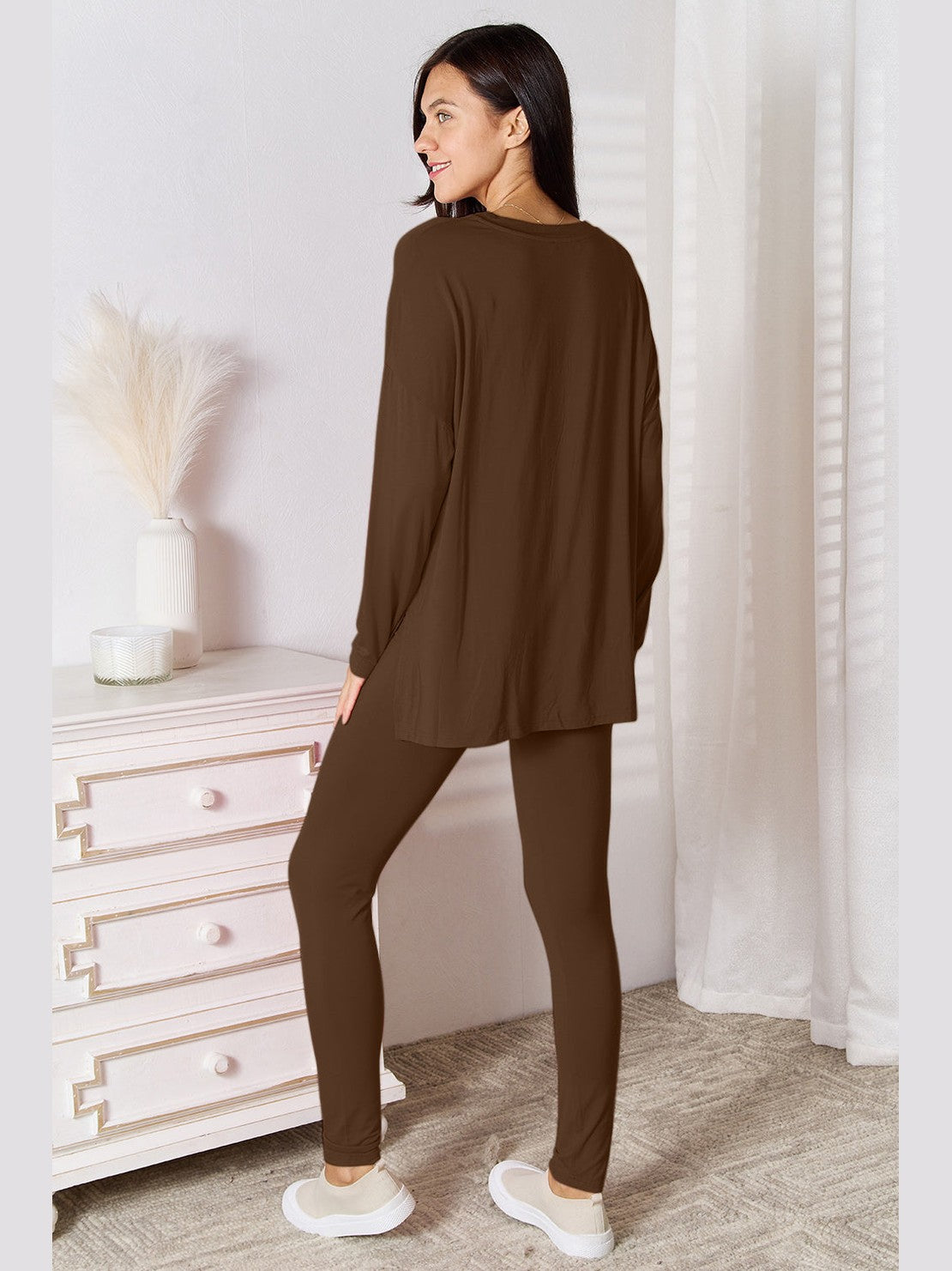 Basic Bae Full Size V-Neck Soft Rayon Long Sleeve Top and Pants Lounge Set NicholesGifts