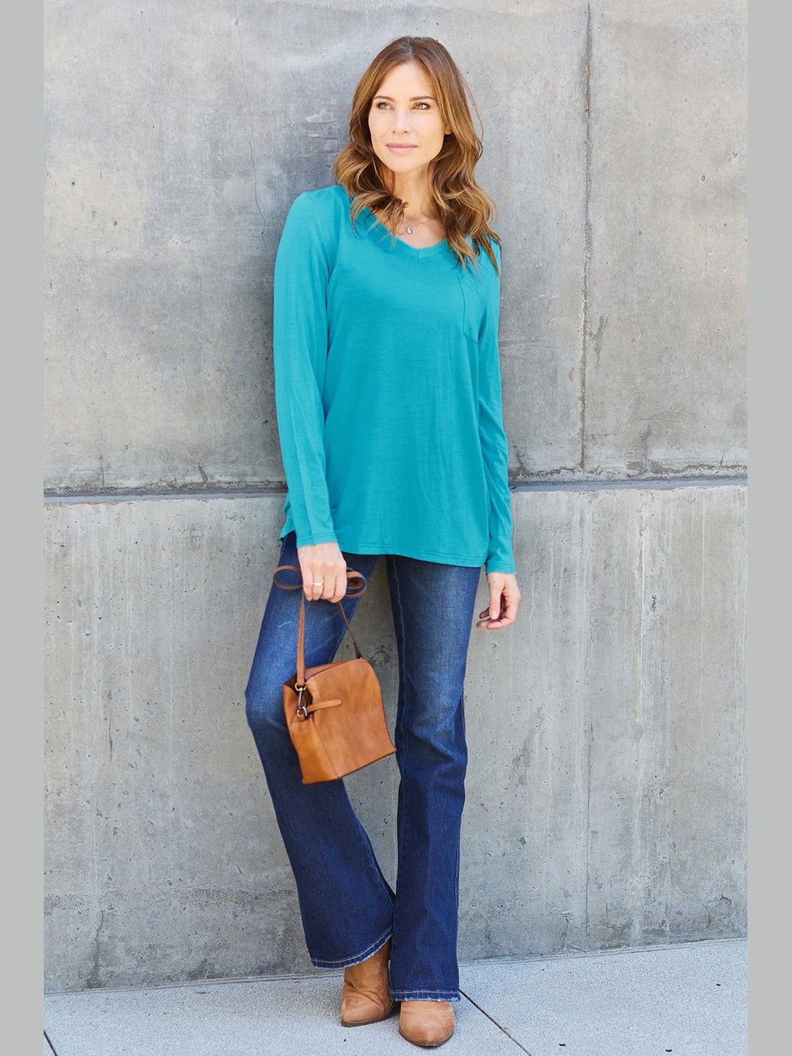 Basic Bae Full Size V-Neck Long Sleeve Top