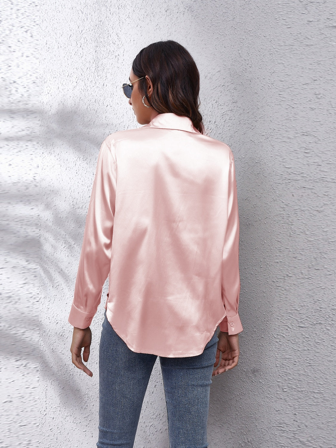 Collared Neck Buttoned Long Sleeve Shirt nicholesgifts