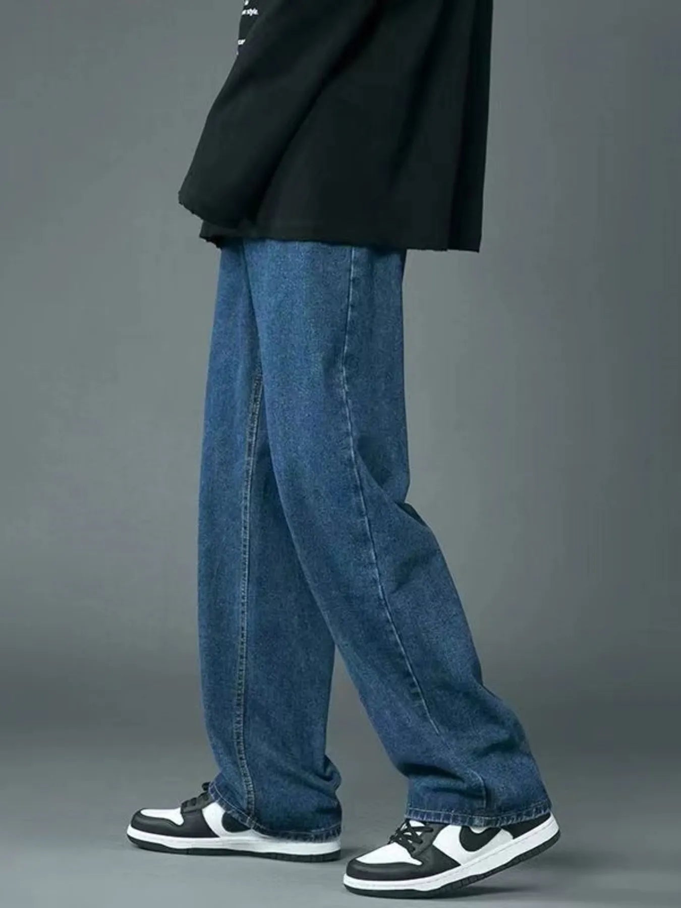 Men's Full Size Wide Leg Wash Relaxed Fit Jeans Plus Size