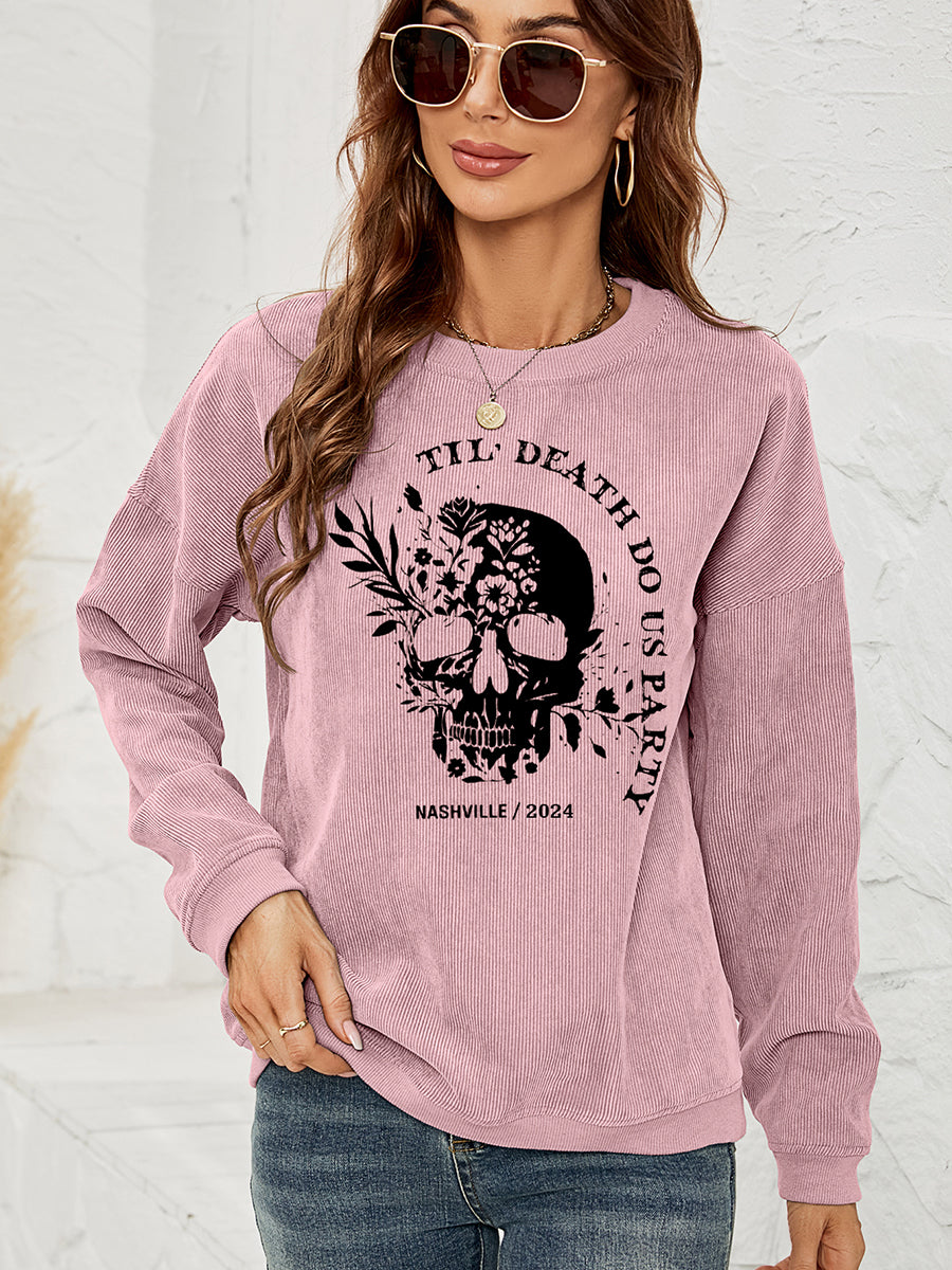 Women Skull Graphic Dropped Shoulder Sweatshirt NicholesGifts