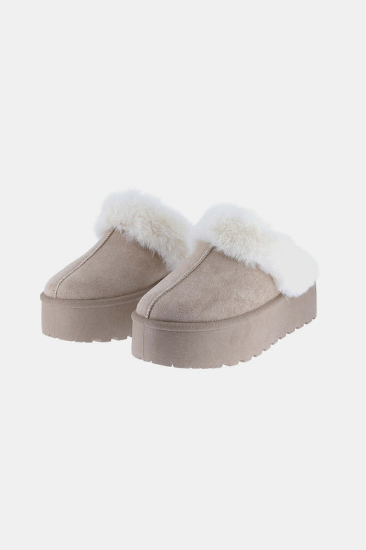 Women Weeboo Thick Bottom Fur Trim Snow Slippers
