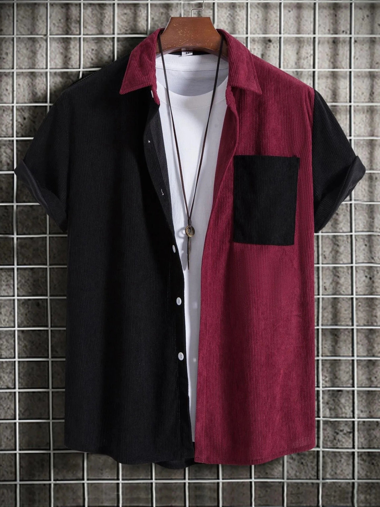 Men's Plus Size Classic Color Block Short Sleeve Shirt Trendsi