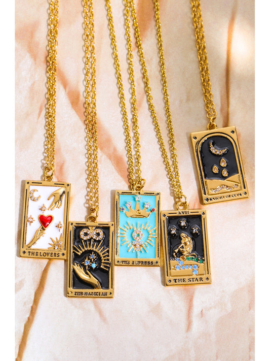 Women Tarot Card Pendant Stainless Steel Necklace