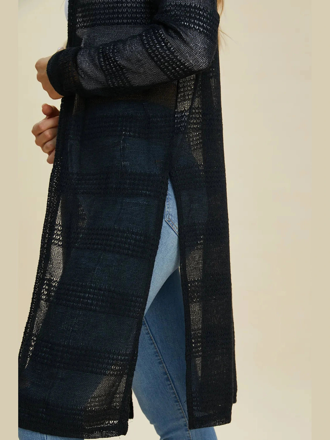 Double Take Full Size Open Front Longline Cardigan NicholesGifts