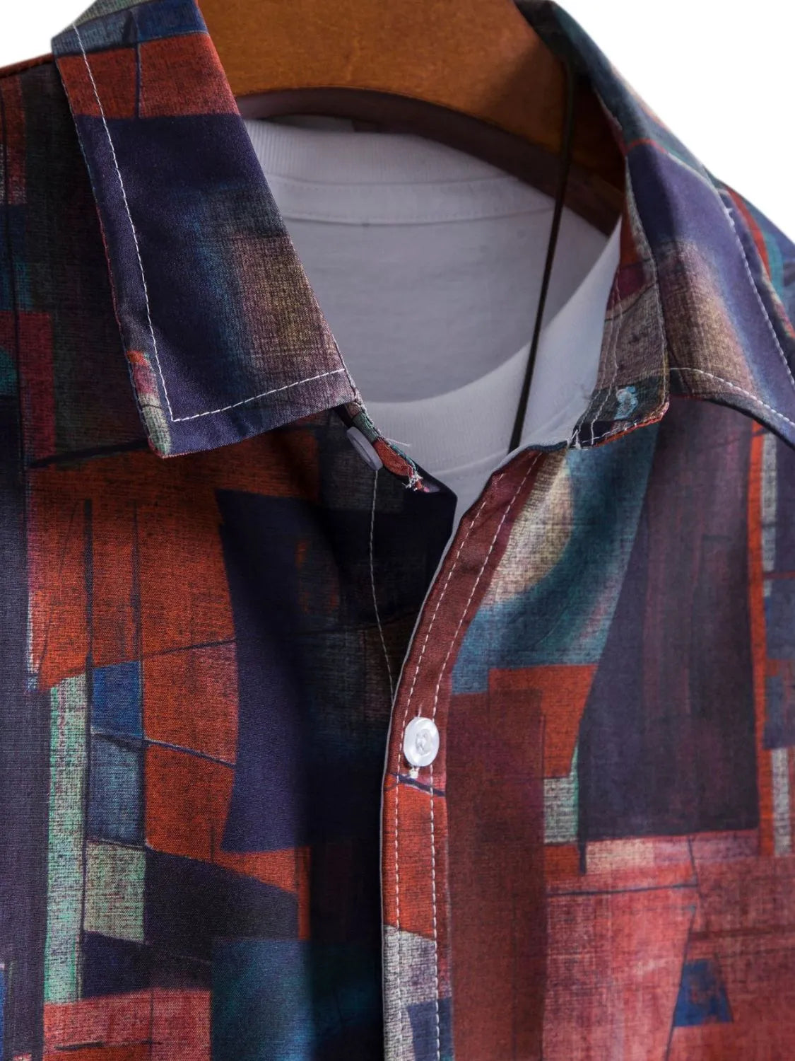 Men's Geometric Short Sleeve Button Down Shirt NicholesGifts
