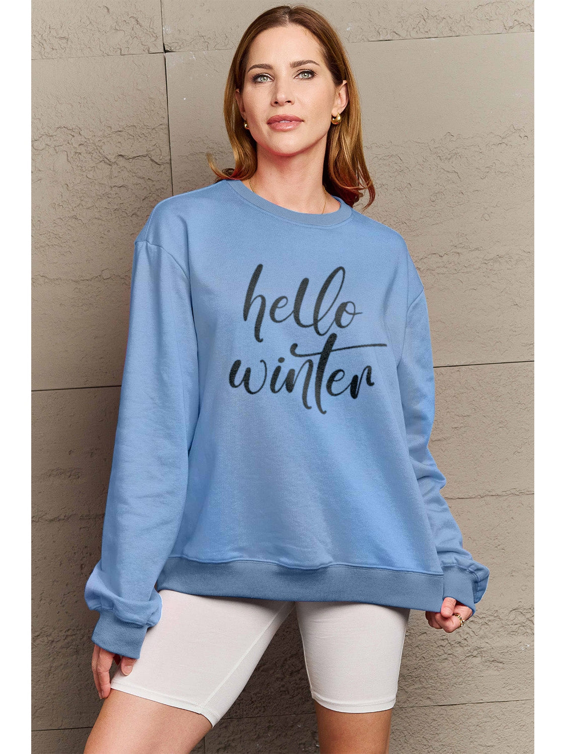 Simply Love Full Size HELLO WINTER Graphic Sweatshirt NicholesGifts