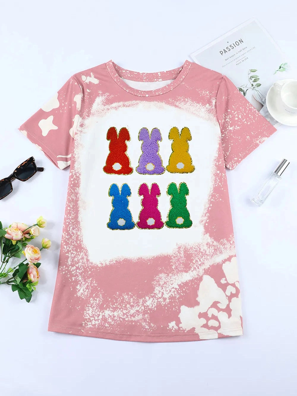 Rabbit Round Neck Short Sleeve T-Shirt Trendsi