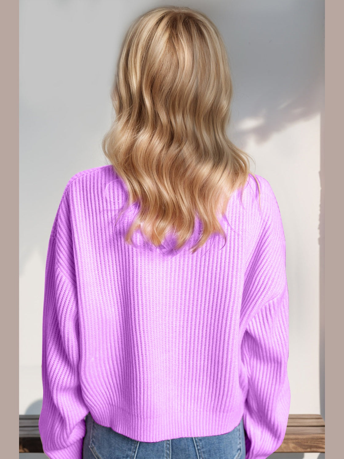 NDouble Take Full Size MERRY & BRIGHT Christmas Dropped Shoulder Cropped Sweater NicholesGifts