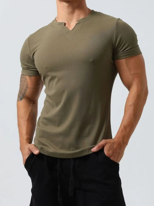 Men's Plus Size Notched Short Sleeve T-Shirt Trendsi