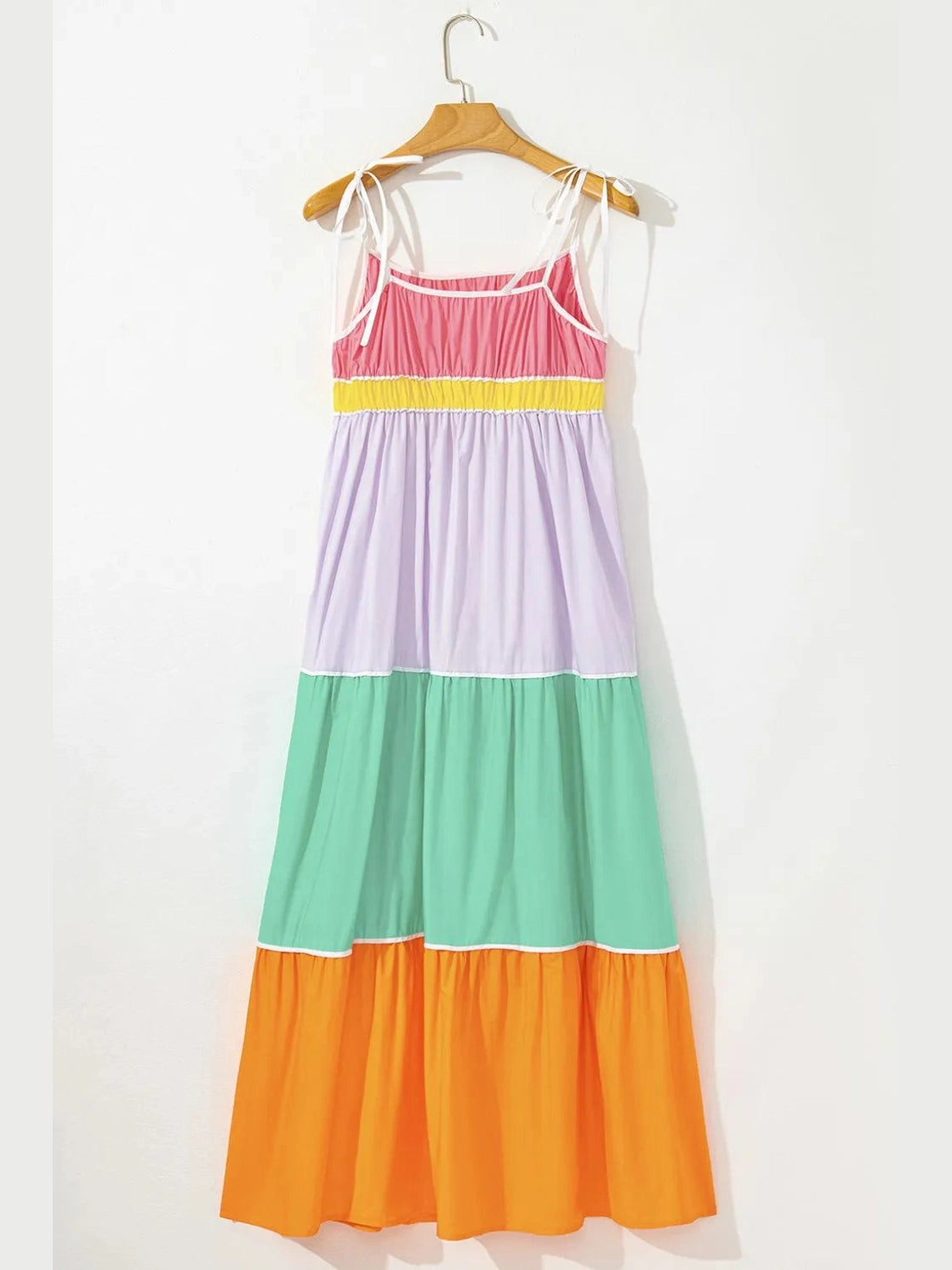 Color Block Flowy Tiered Maxi Dress with Pockets NicholesGifts