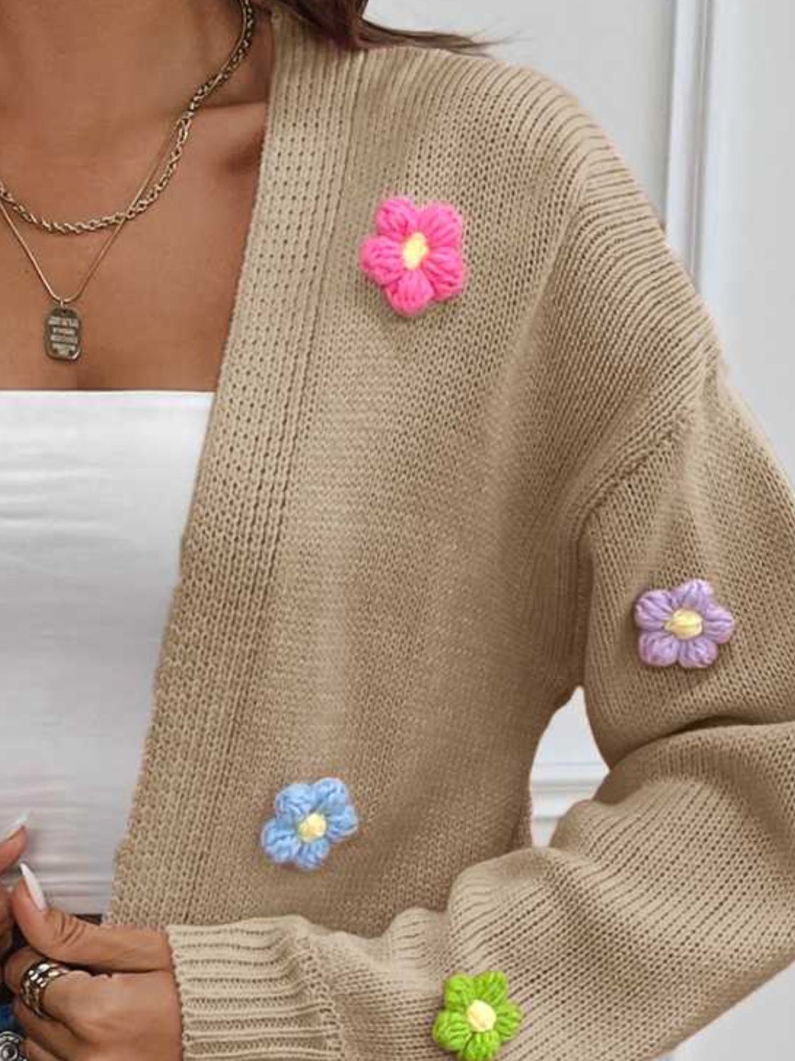 Floral Long Sleeve Open Front Cardigan nicholesgifts