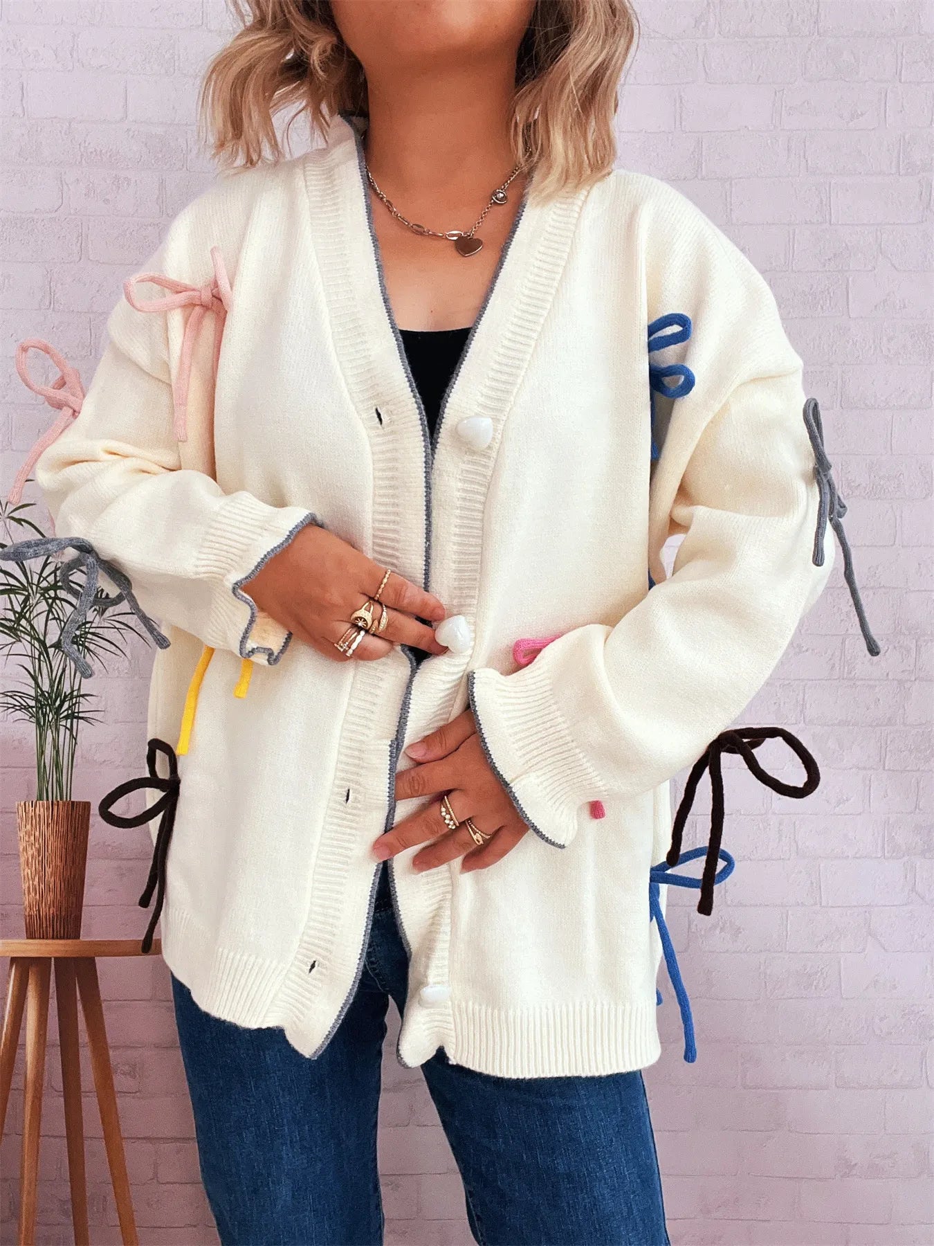 Bow Tie Button Up Cardigan