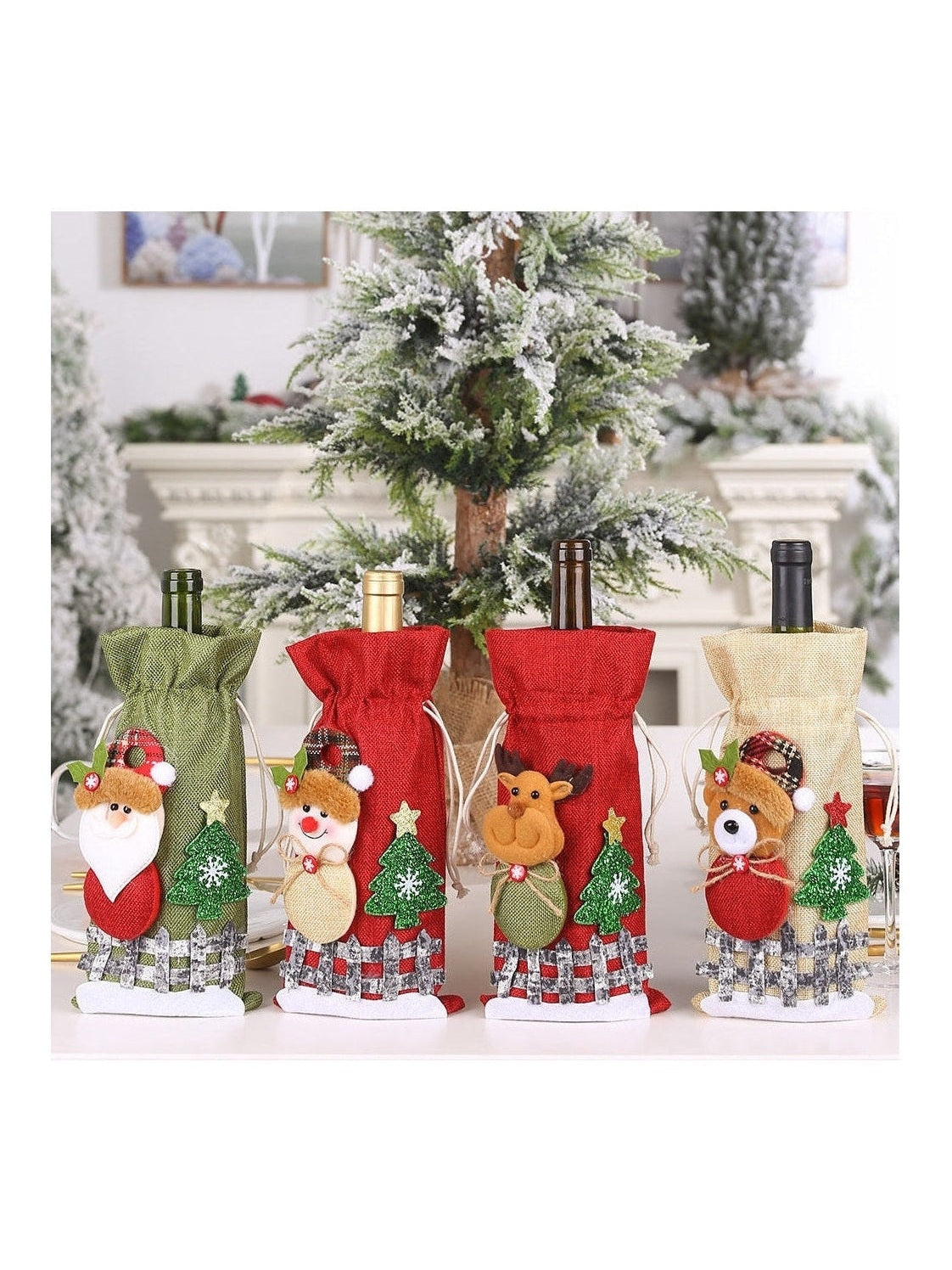 Assorted 2-Piece Christmas Doll Wine Bottle Covers
