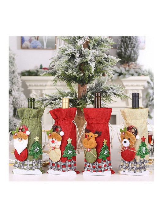 Assorted 2-Piece Christmas Doll Wine Bottle Covers