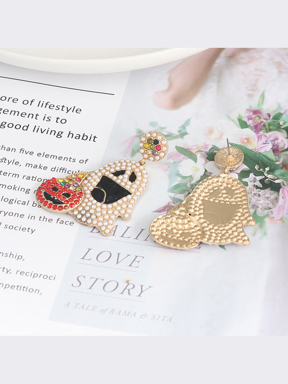 Ghost Rhinestone Alloy Earrings Trendsi