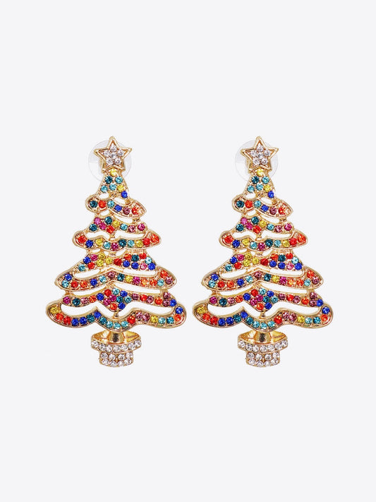 Rhinestone Alloy Christmas Tree Earrings NicholesGifts