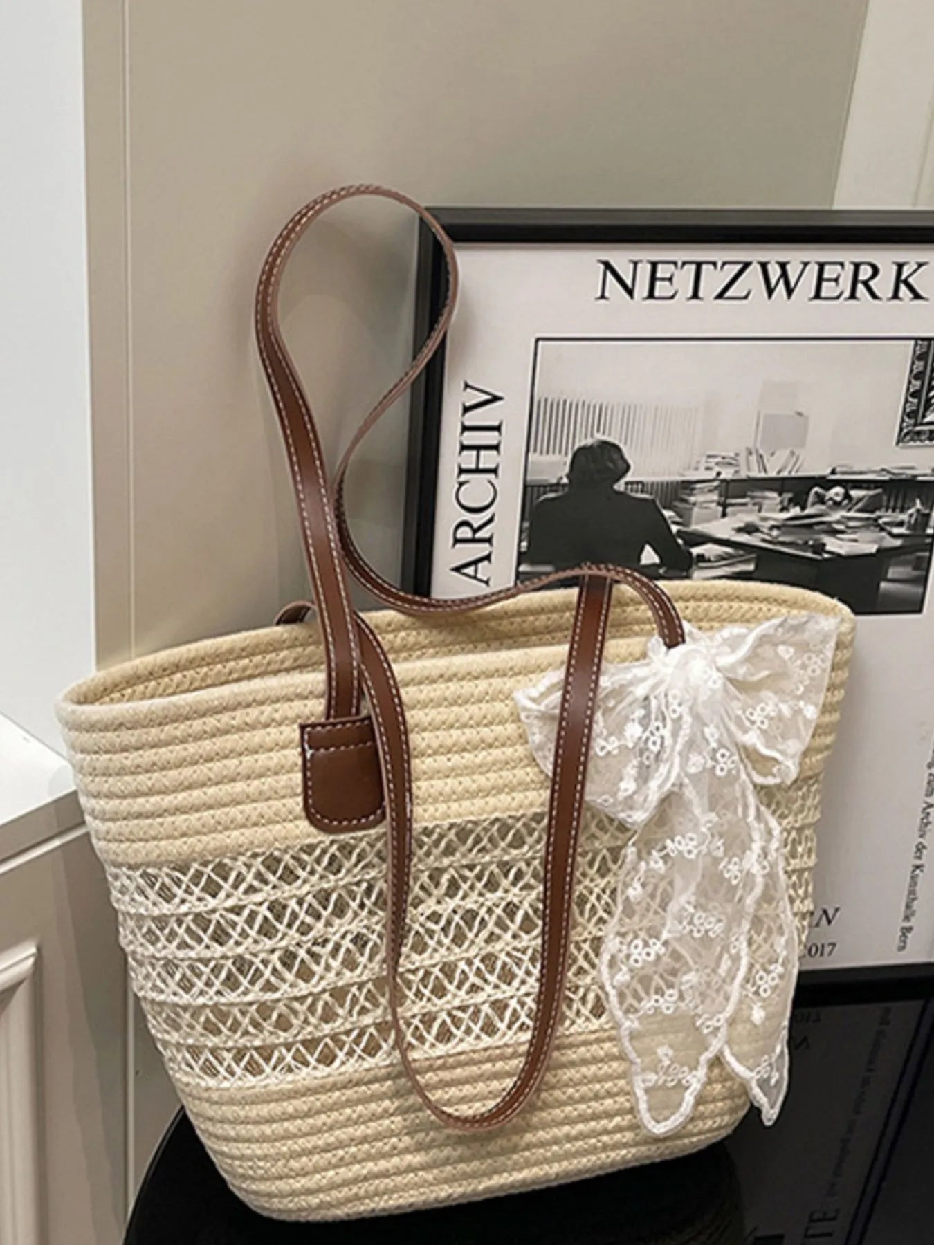 Woven Straw Shoulder Bag Trendsi