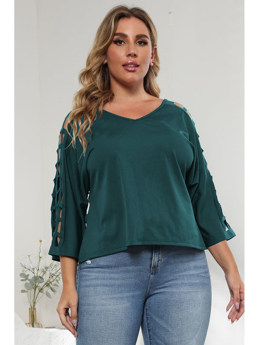 Women 3/4 Sleeve Cutout Detail Top NicholesGifts