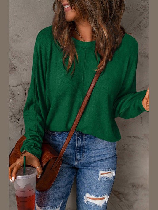 Women Double Take Full Size Round Neck Long Sleeve T-Shirt