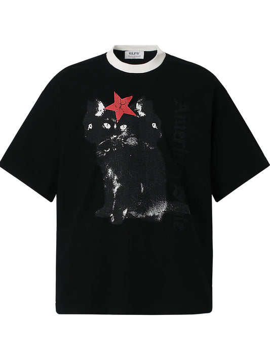 Men's Graphic Round Neck Oversized T-Shirt Trendsi