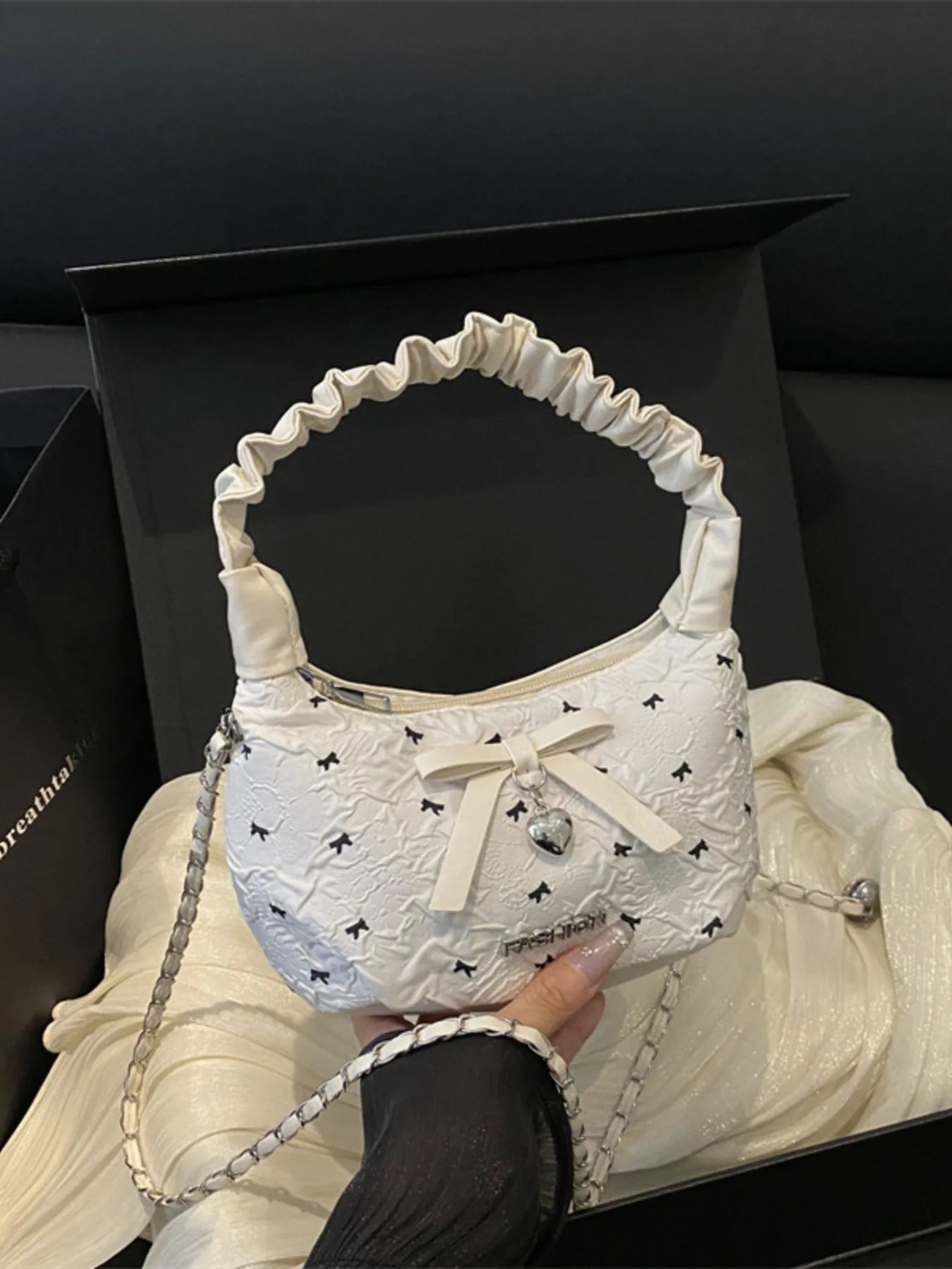 Bow Ruched Strap Crossbody Bag Trendsi