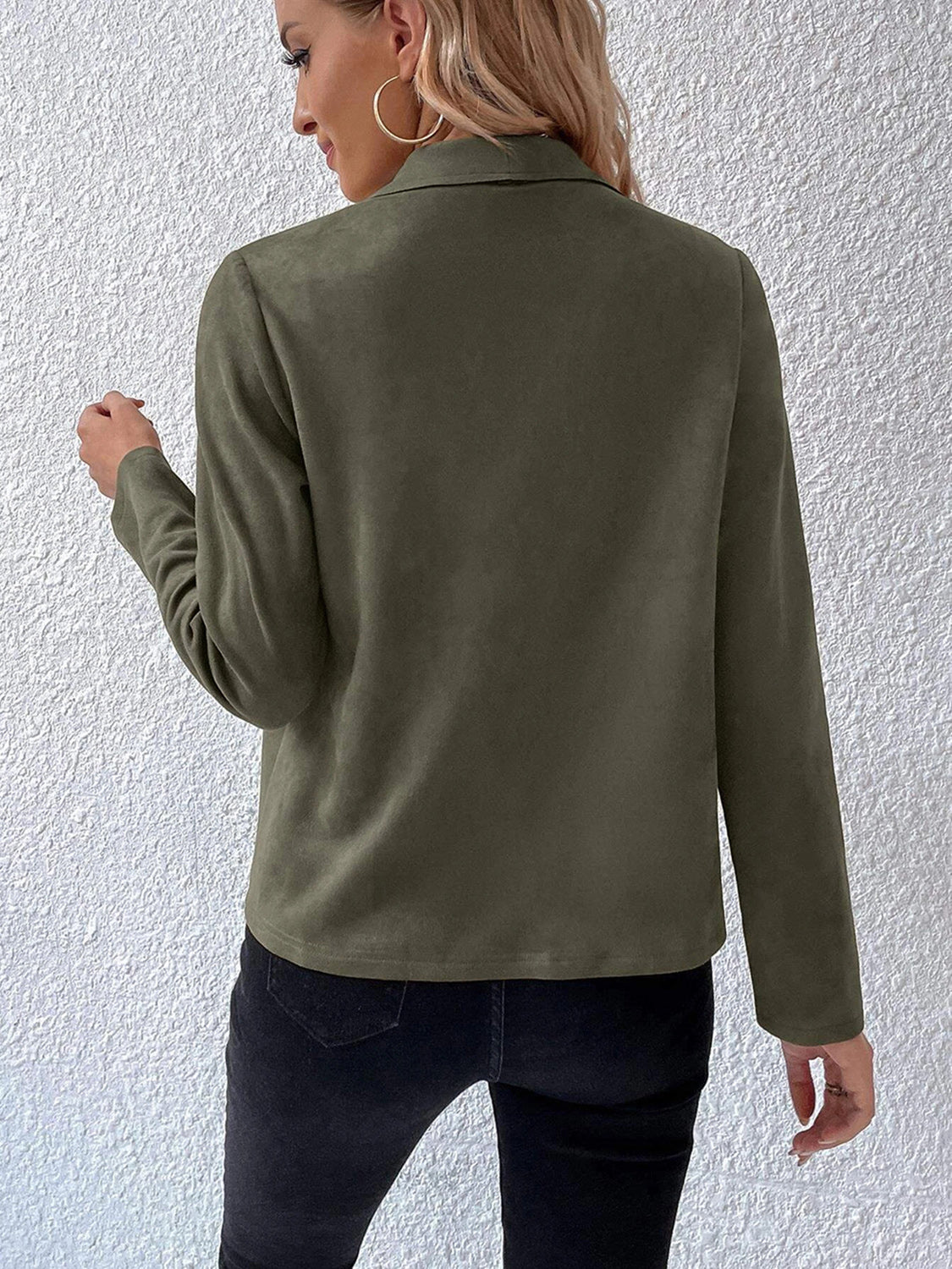 NicholesGifts Women Collared Neck Long Sleeve Jacket NicholesGifts