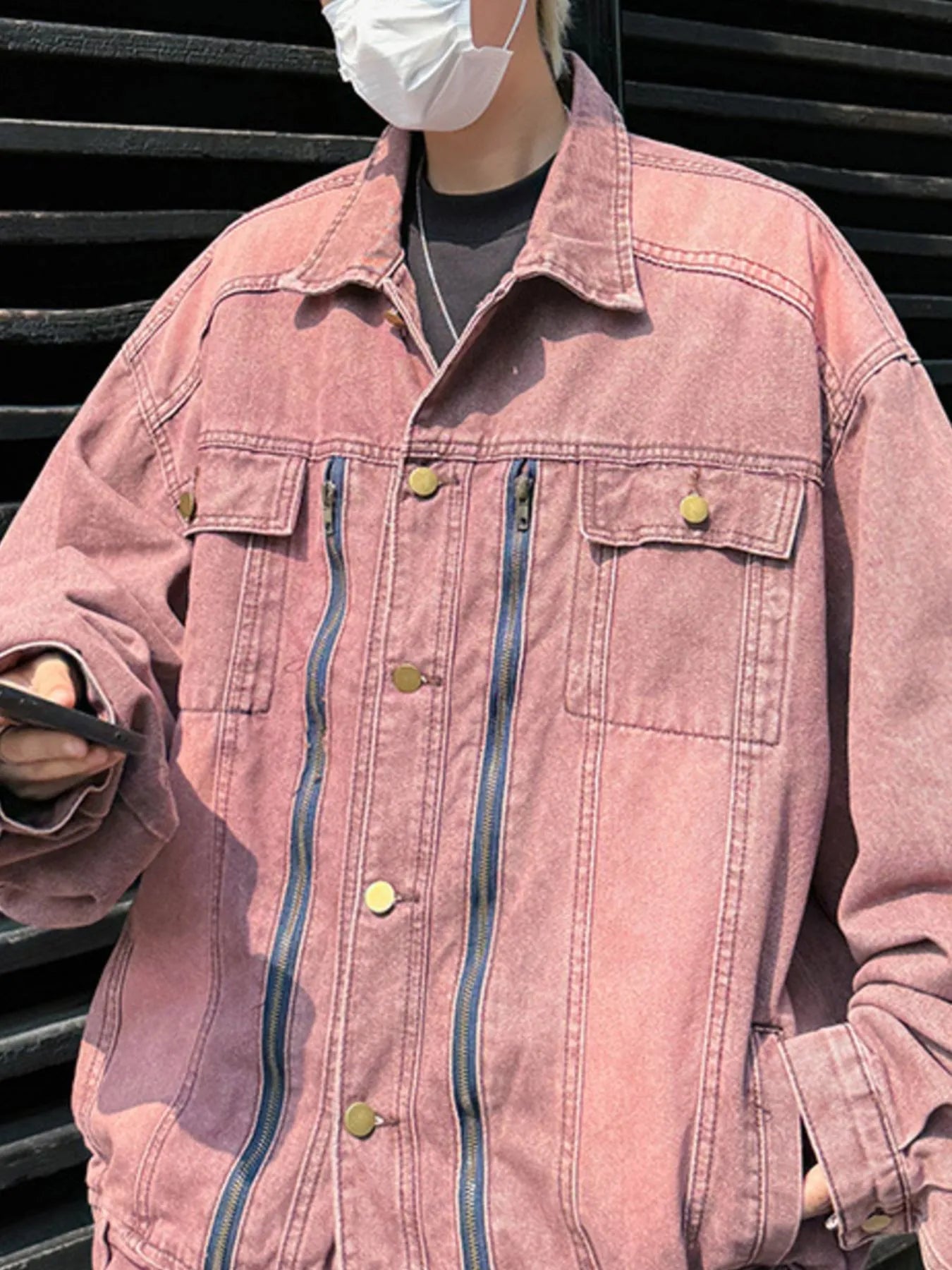 Men's Plus Size Button Up Long Sleeve Denim Jacket Trendsi