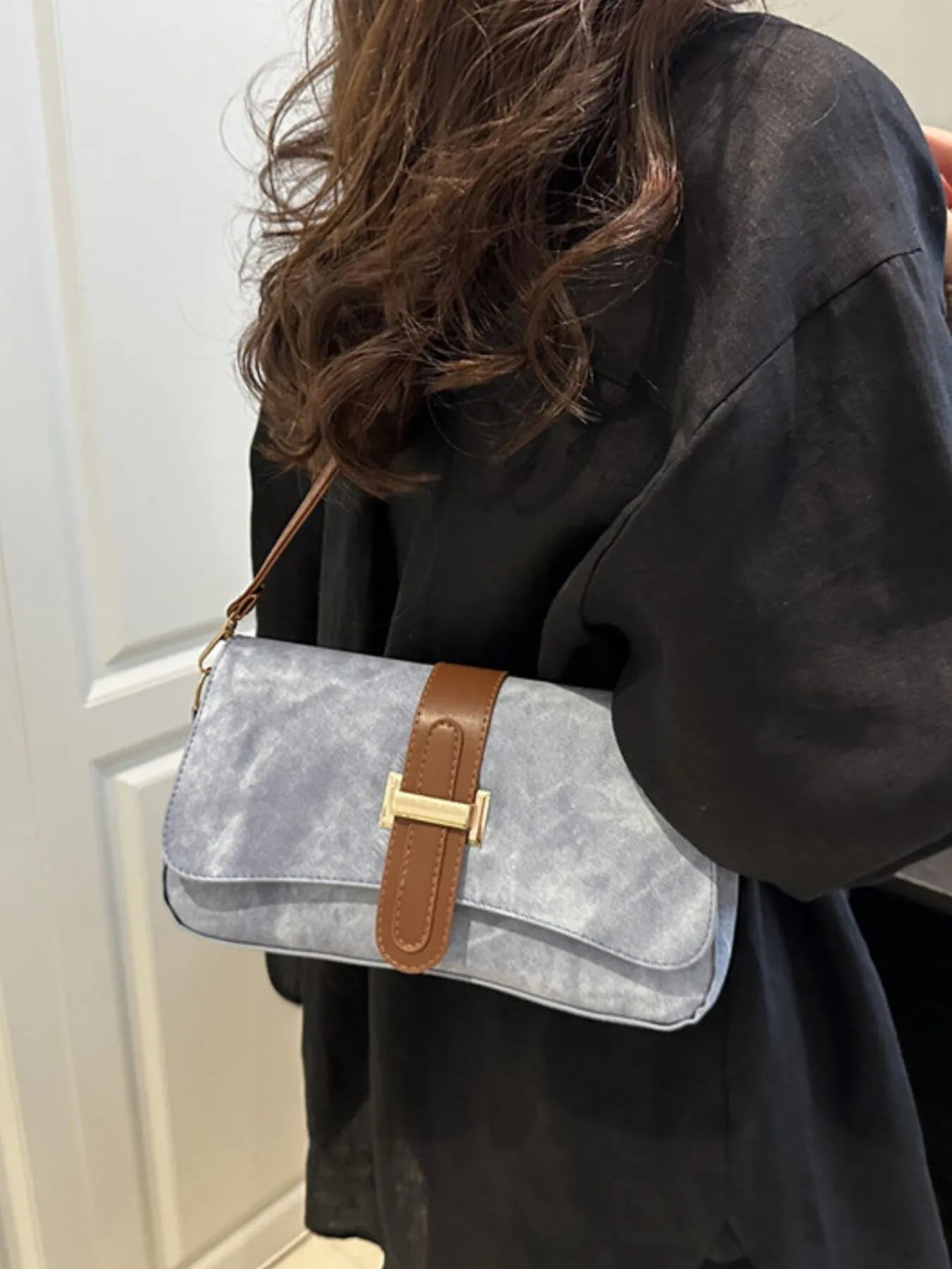 Leather Buckle Strap Crossbody Bag Trendsi