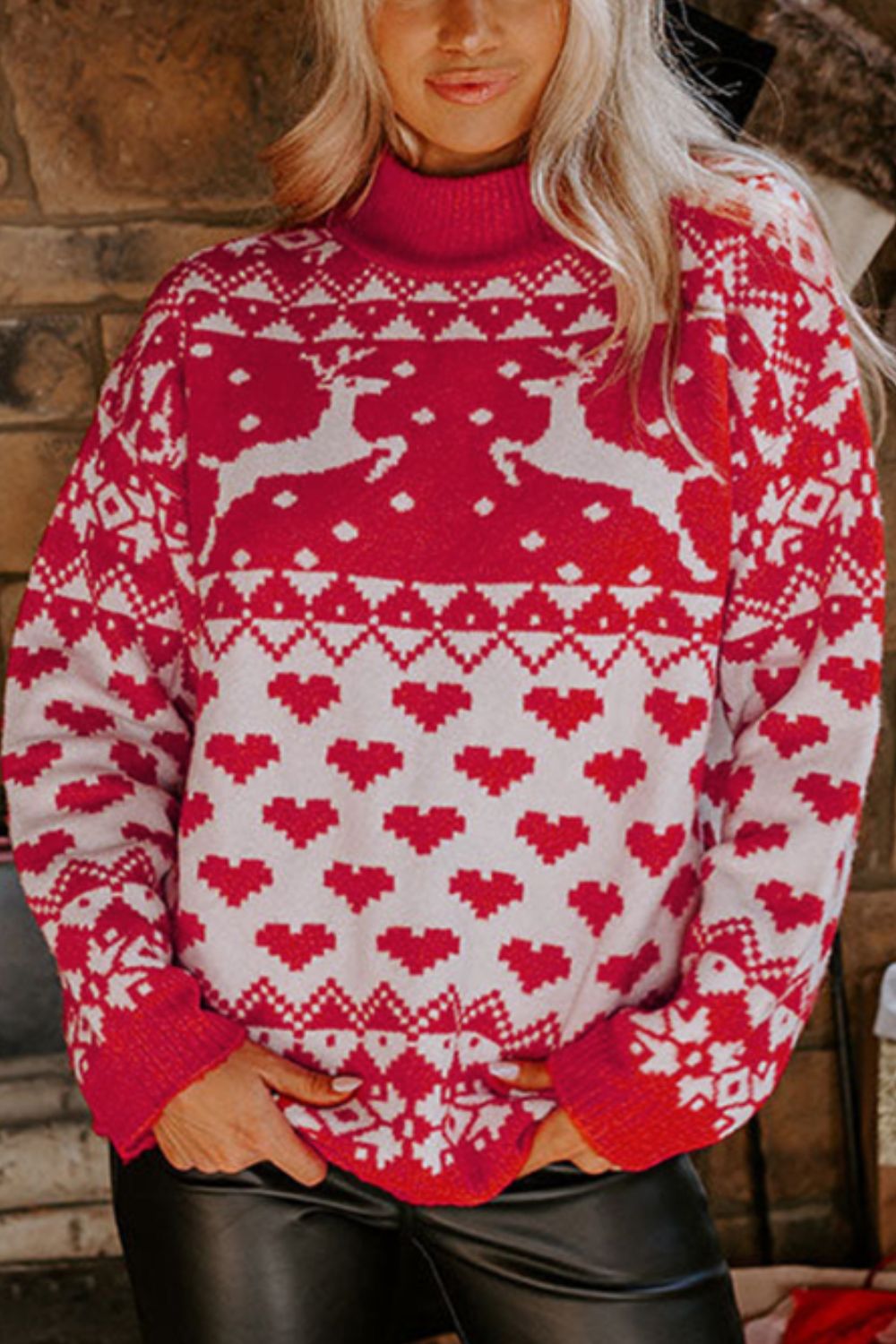 Christmas Element Turtleneck Long Sleeve Sweater NicholesGifts