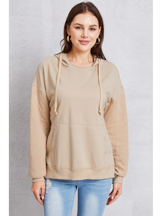 NicholesGifts Women Drawstring Kangaroo Pocket Dropped Shoulder Hoodie NicholesGifts