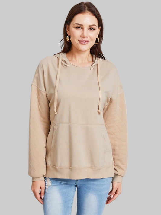 NicholesGifts Women Drawstring Kangaroo Pocket Dropped Shoulder Hoodie nicholesgifts