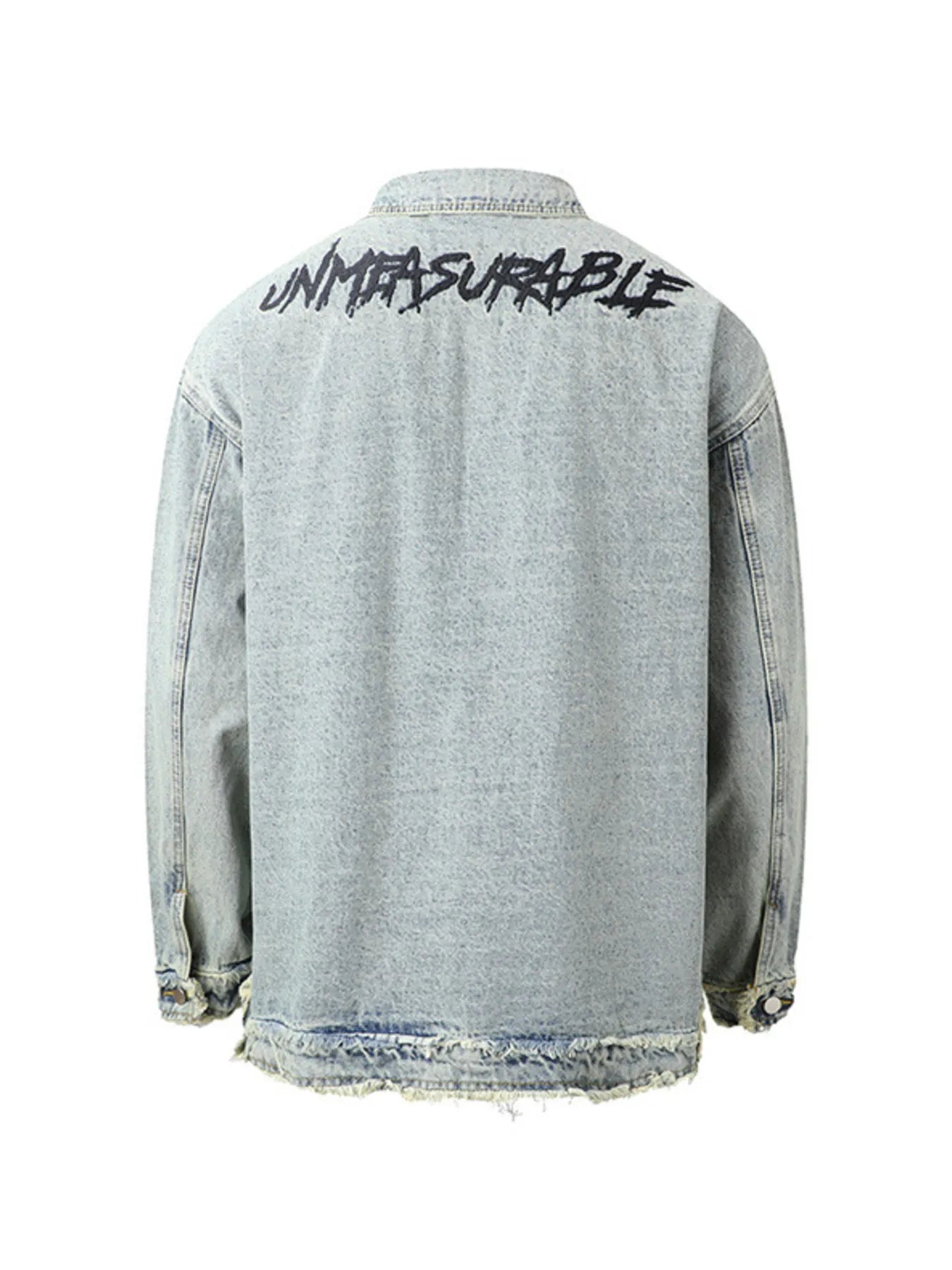 Men's Raw Hem Long Sleeve Denim Jacket Trendsi