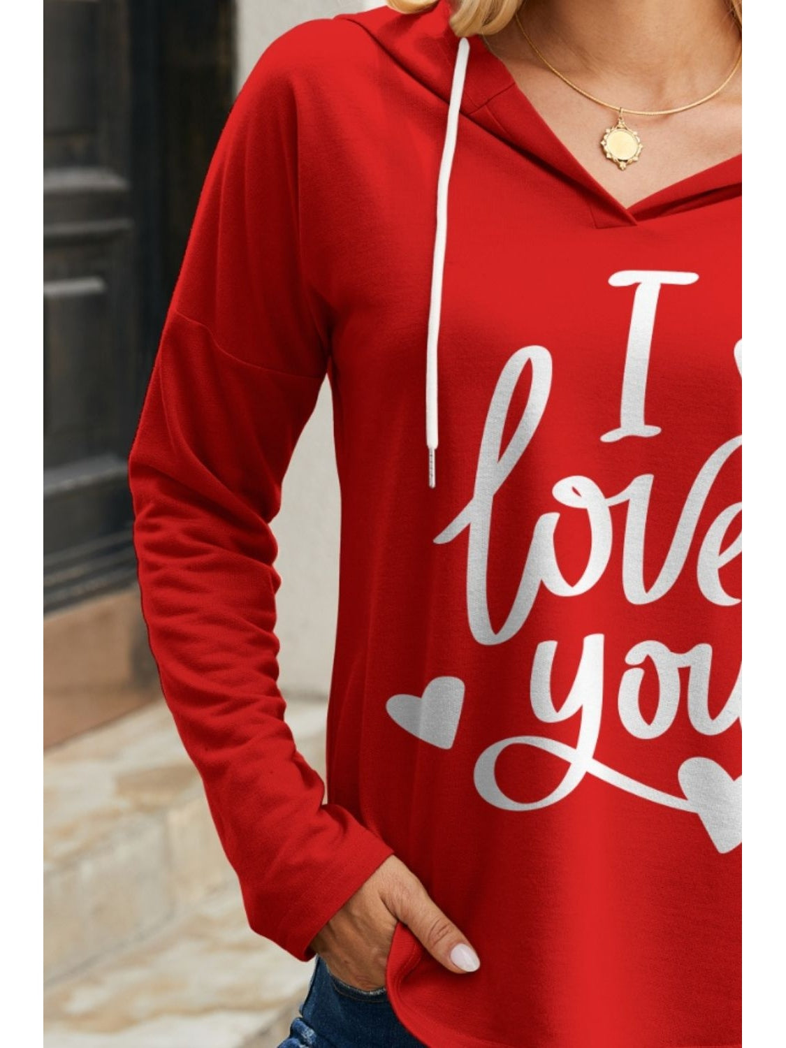 NicholesGifts Women Fam-Fam I Love You Drawstring Long Sleeve Hoodie