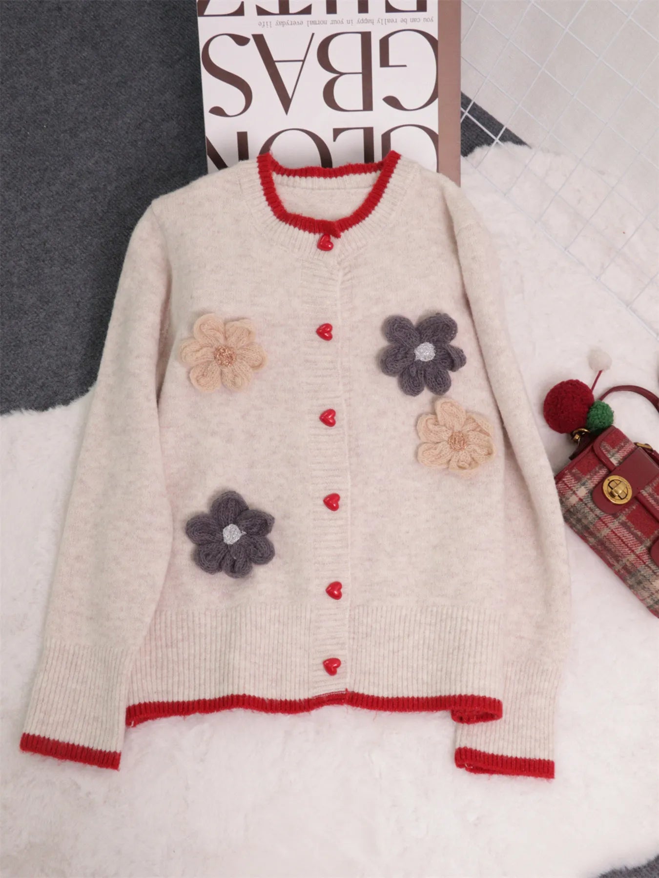 Flower Button Up Long Sleeve Cardigan
